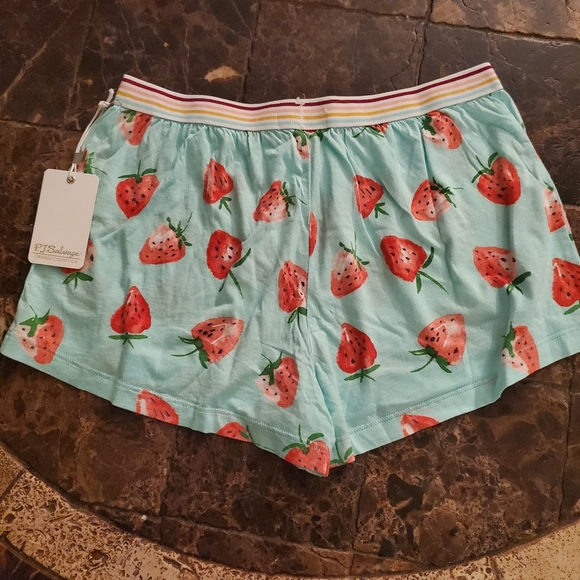 PJ Salvage playful prints Mint strawberry lounge shorts XS NWT - Picture 3 of 5